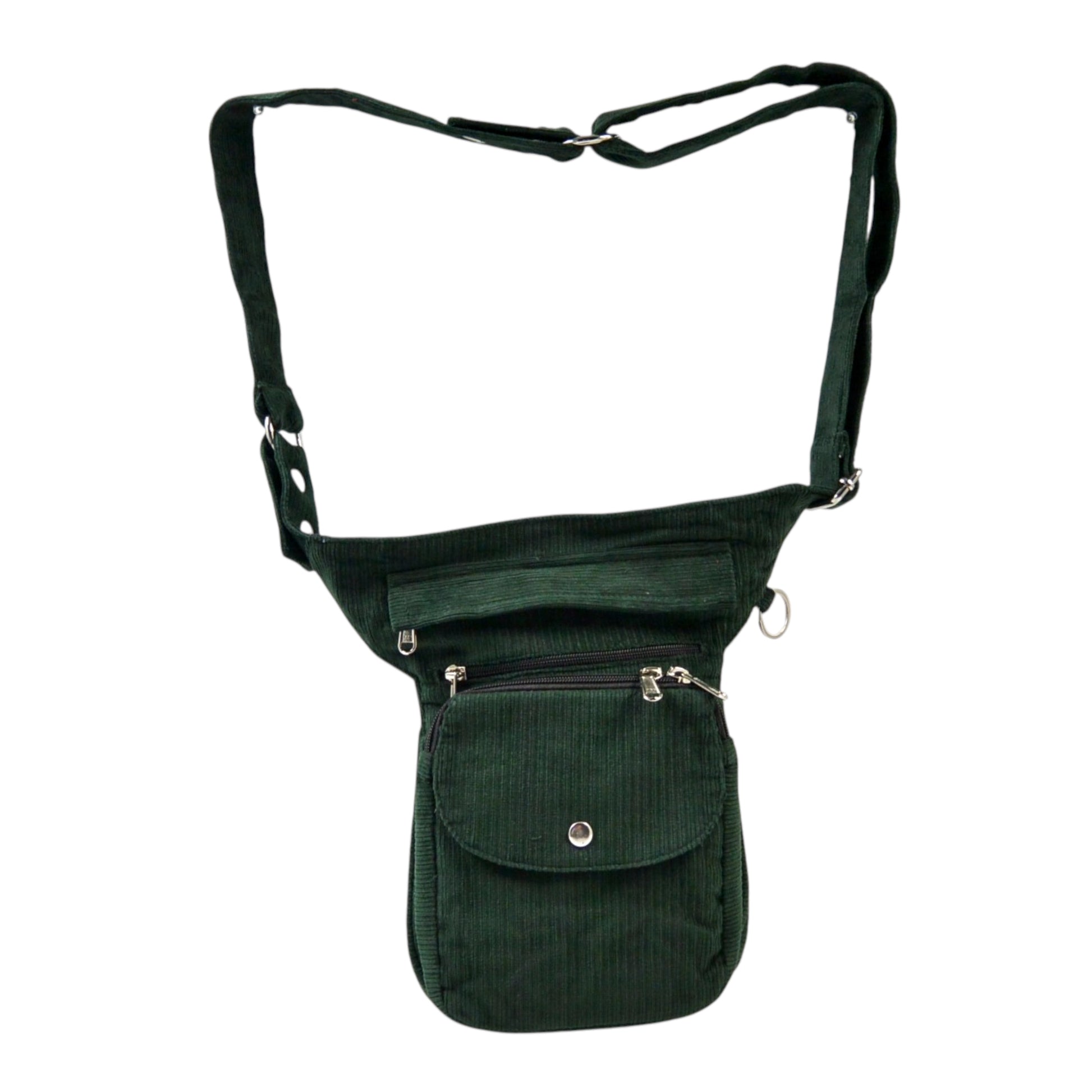 Gassi-Tasche aus Cord Tannengrün. 