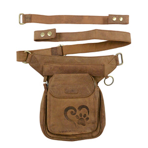 Gassi-Tasche Leder Braun, Gürteltasche mit extra Gürtel-Verlängerung