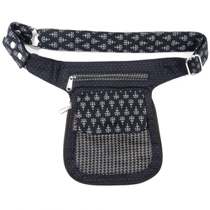 Wendbare Bauchtasche Stoff Schwarz mit Blumenmuster