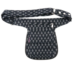 Wendbare Bauchtasche Stoff Schwarz-Grau mit Blumenmuster 2