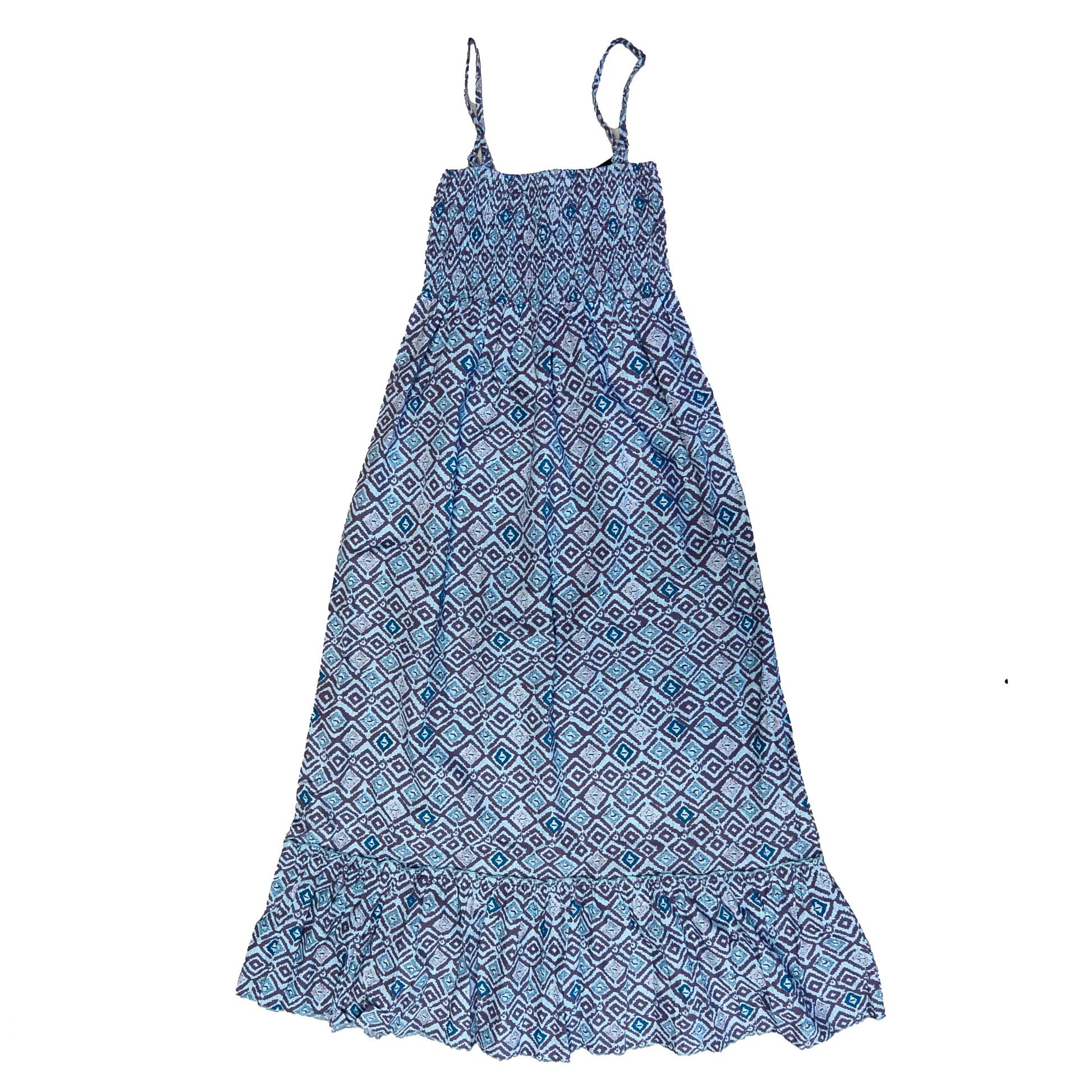 Sommerkleid mit verstellbaren Spaghettiträgern, türkis-blau