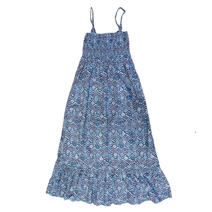 Sommerkleid mit verstellbaren Spaghettiträgern, türkis-blau