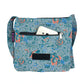 Kleine Tasche, Umhängetasche aus Baumwolle, Grün, Türkis, Blau mit Blumenmuster. Handyfach.