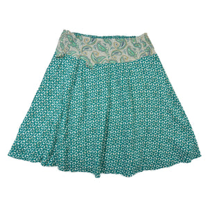 Ansicht Seite 2 von Petrolfarbener Wenderock aus Rayon mit Paisley & Muster. One size Rock.