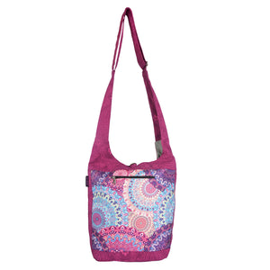 Nijens Small Shopper in Pink mit farbenfrohem Mandala-Muster, Reißverschlussfach und verstellbarem Schultergurt