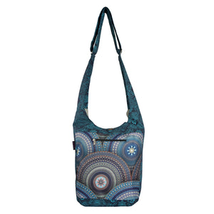 Nijens Small Shopper mit Mandala-Muster in Blau und Türkis, Frontfach mit Reißverschluss