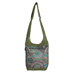 Nijens Small Shopper in Grün-Braun mit farbenfrohem Mandala-Muster, Reißverschlussfach und verstellbarem Schultergurt