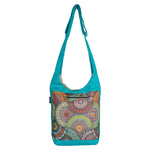 Nijens Small Shopper in Türkis mit buntem Mandala-Muster, Reißverschlussfach vorne und verstellbarem Schultergurt