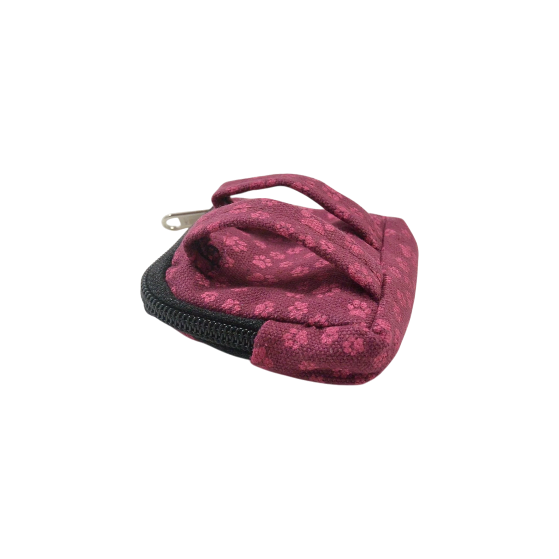 Kleiner Hundekotbeutelspender aus Baumwolle Magenta mit Gürtelschlaufen