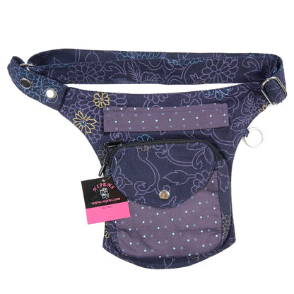 Nijens Gassi-Tasche S-XXXL Hundetasche Stoff Lila Blumenmuster 
