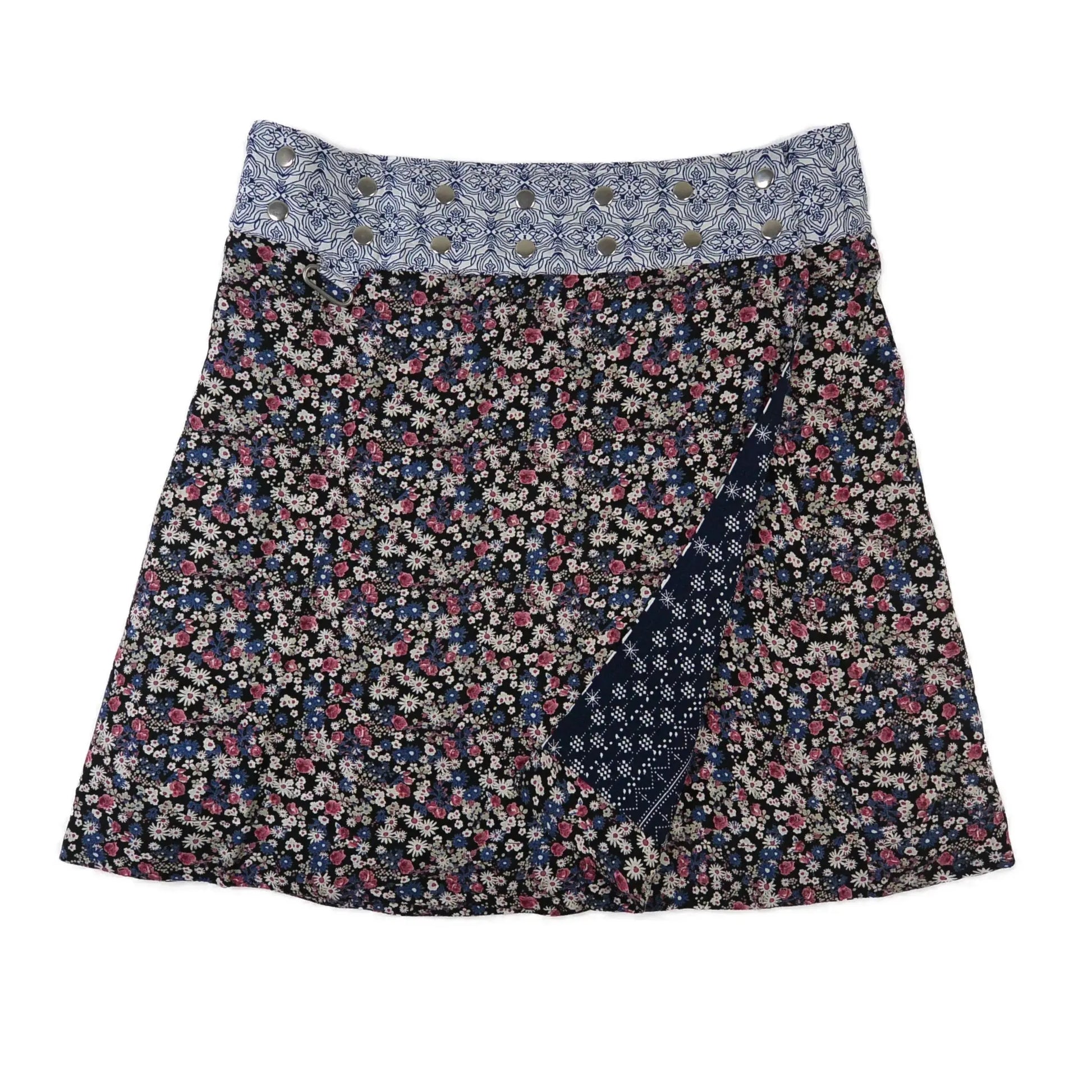Sommerrock Wenderock Wickelrock Rayon Stoff Dunkelblau Mustermix - Choucolate Torte 07 Nijens