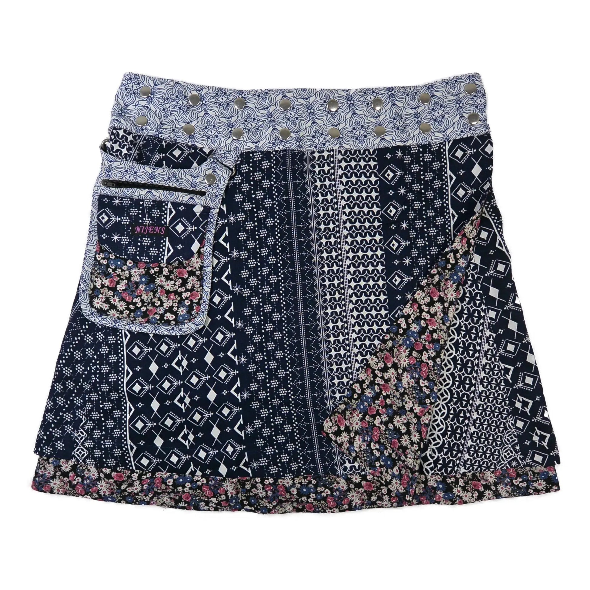 Sommerrock Wenderock Wickelrock Rayon Stoff Dunkelblau Mustermix - Choucolate Torte 07 Nijens