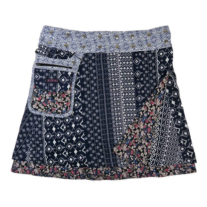 Sommerrock Wenderock Wickelrock Rayon Stoff Dunkelblau Mustermix - Choucolate Torte 07 Nijens