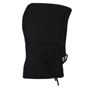 Balaclava Schwarz aus Strick mit Kordelzug – Seitenansicht