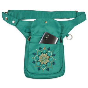 Gassi-Tasche, Wasserabweisende Tasche mit Mandala Stickerei (Carribean Farbe) 2