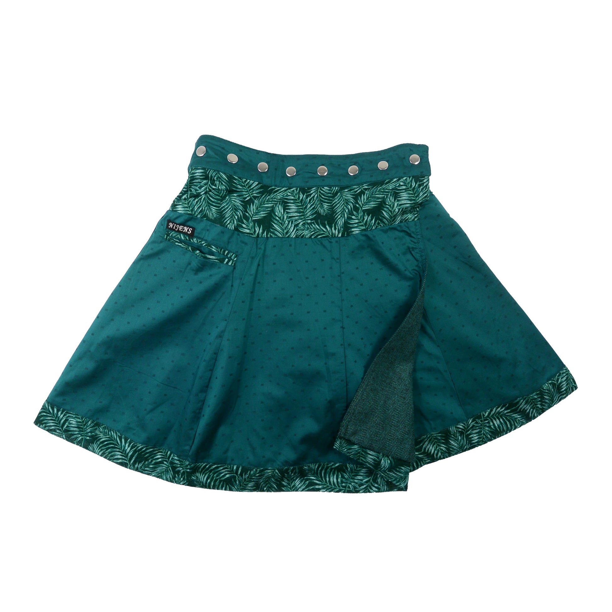 Nijens Wickelrock aus Wolle Türkis-Blau