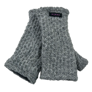 Pulswärmer, Armstulpen mit Daumen aus Schurwolle, Grau. Innenfutter Fleece.