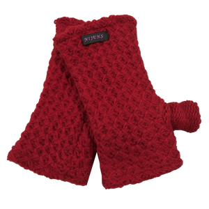 Pulswärmer, Armstulpen mit Daumen aus Schurwolle, Rot. Innenfutter Fleece.