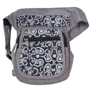 Bauchtasche Hippie Tasche Paisley Grau mit Schmetterling