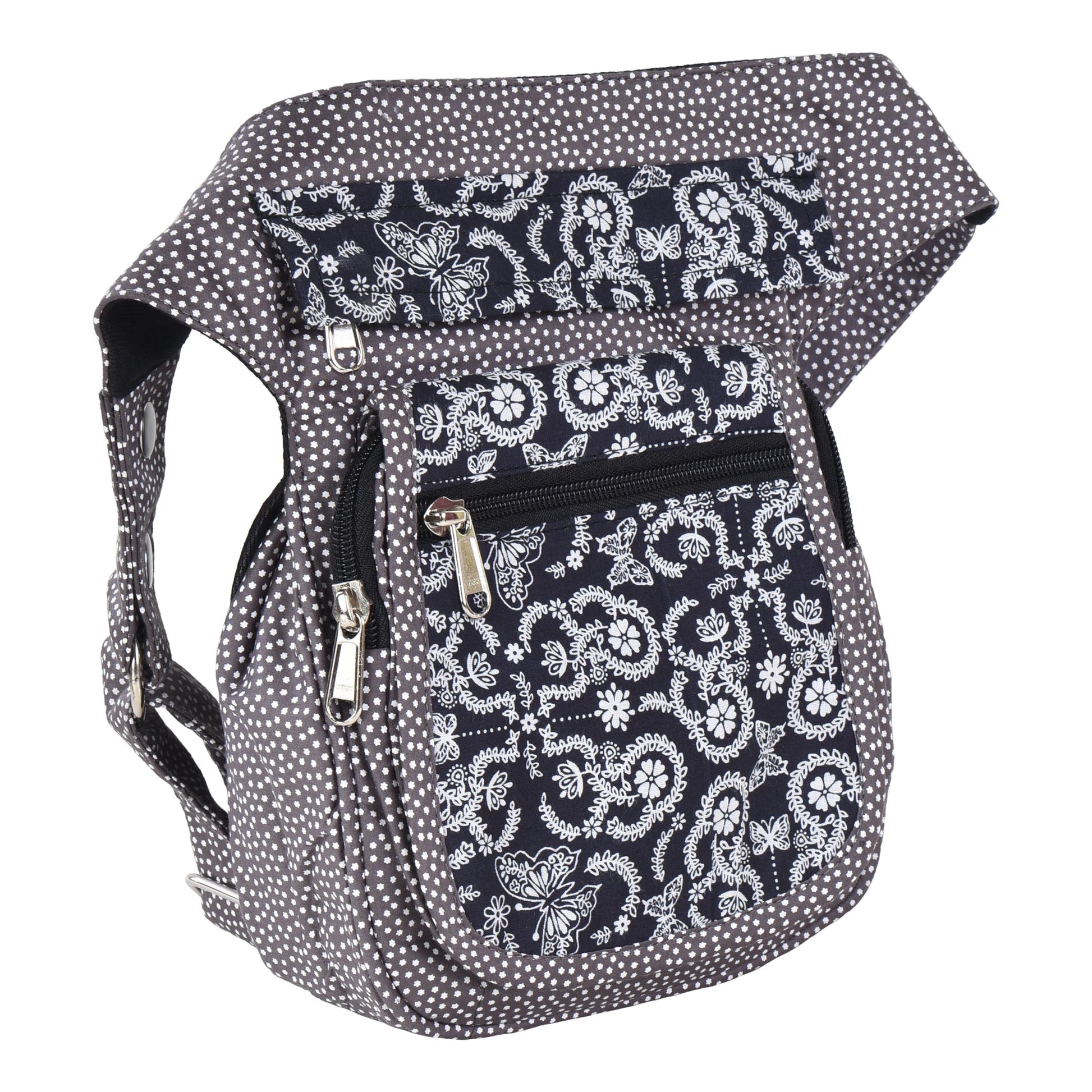 Bauchtasche Hippie Tasche Paisley Grau mit Schmetterling-Motive