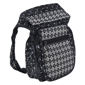 Bauchtasche Hüfttasche Stoff Baumwolle in Schwarz weiß und Muster Mix. Aufgesetztes Reißverschlussfach vorne.