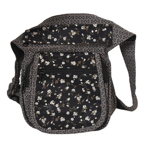 Bauchtasche Hippie Gürteltasche aus Stoff  mit Blumenmuster in Braun