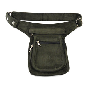 Gürteltasche aus Cord-Stoff Lodengrün