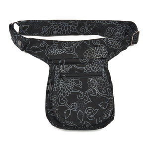 Bauchtasche mit floralen Motiven in Schwarz