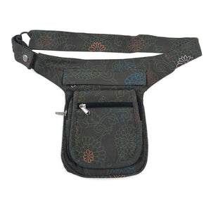 Nijens Bauchtasche Stoff mit floralen Motiven Dunkelgrün.
