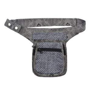 Bauchtasche Hüfttasche Stoff Baumwolle in Grau mit Ornamenten und Muster Mix.
