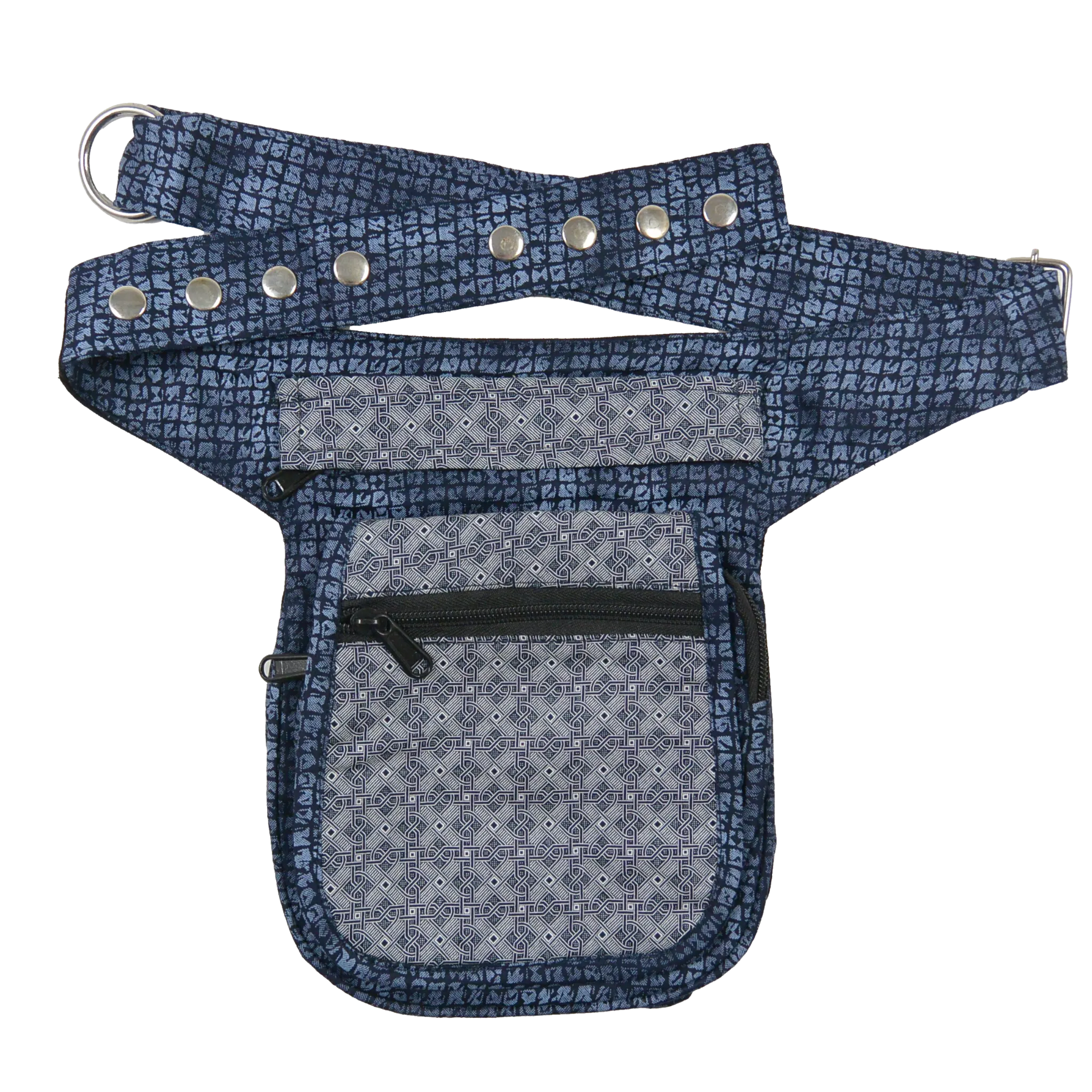 Bauchtasche Hüfttasche Stoff Baumwolle in Blau mit Muster Mix. 