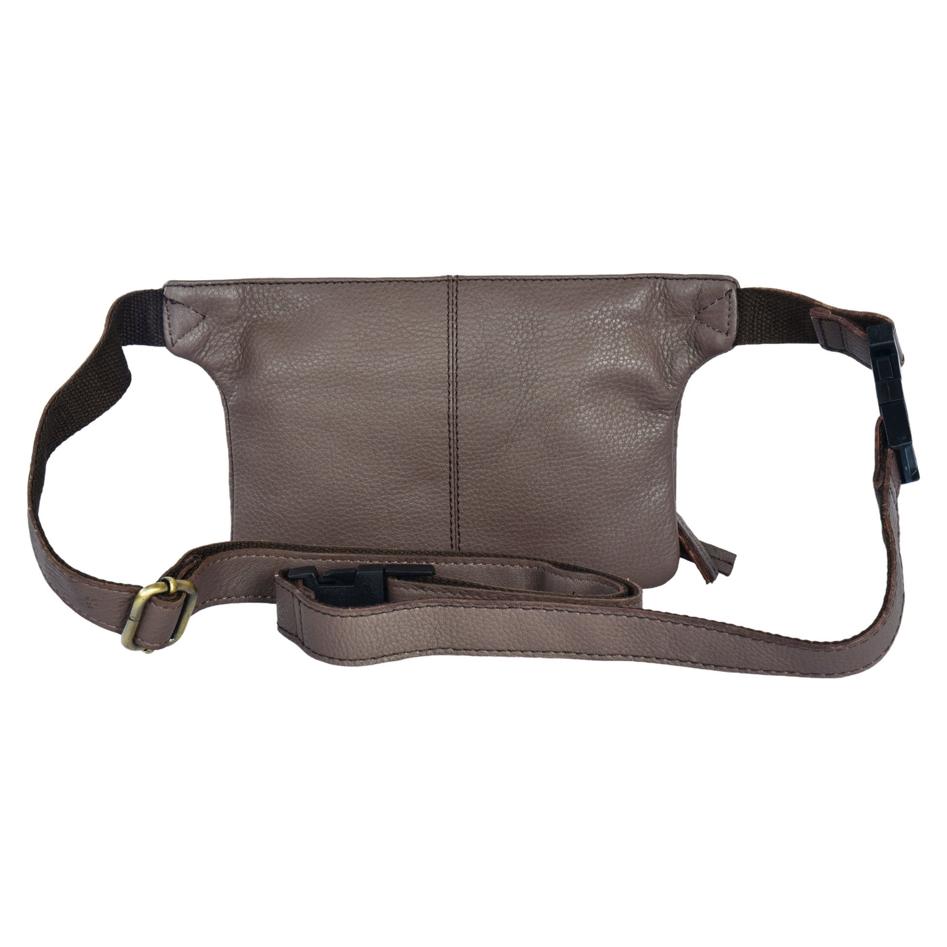 Nijens Pouch, Leather Belt Bag, Money Belt Bag graubraun 2