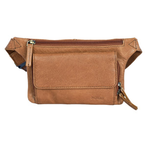 praktische Bauchtasche aus Leder goldbraun