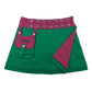 Wenderock aus Baumwolle und Cord, Pink/Grün mit abnehmbarer Tasche. Umfang ist mit einer doppelten Druckknopfleiste am Rockbund einstellbar