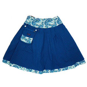 Rock aus Baumwoll-Stoff Marineblau Sommerrock Wenderock für Frauen 