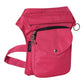 Detailansicht der pinken Gassi-Tasche mit Reißverschlussfach und Druckknopf-Tasche vorne