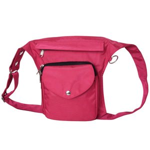 Pinke wasserabweisende Gassi-Tasche Barcelona aus Nylon mit mehreren Fächern und verstellbarem Hüftgurt