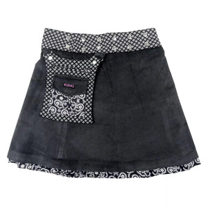 Cordrock, Wickelrock hat eine abnehmbare Tasche und zwei Druckknopfleisten, Charcoal Farbe