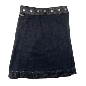 Winterrock Tweed mit aufgesetztem Schmuckband am Saum Dunkelblau