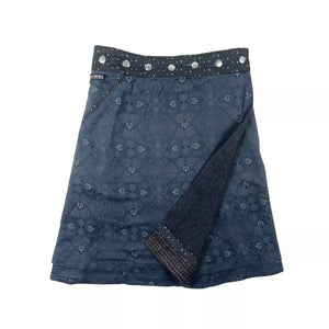 Winterrock Tweed mit aufgesetztem Schmuckband am Saum Dunkelblau 2