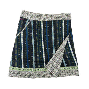 Sommerrock Wickelrock mit aufgesetztem Schmuckband am Saum Grün-Blau - Nijens Shop