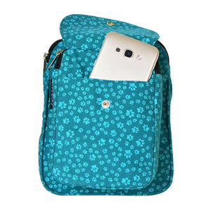 Beuteltasche Gassi-Tasche Stoff-Canvas Türkis mit Pfotenmuster 5