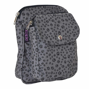 Beuteltasche Gassi-Tasche Stoff-Canvas Grau, mit Pfotenmuster 2