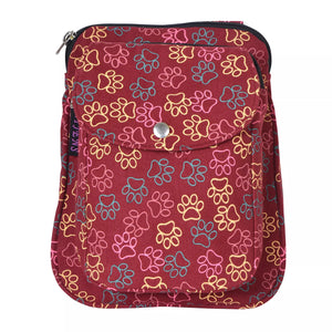 Beuteltasche Gassi-Tasche Stoff-Canvas Orange-Rot mit Pfoten