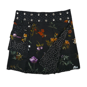 Sommerrock Wenderock Wickelrock Schwarz mit Blumenmuster