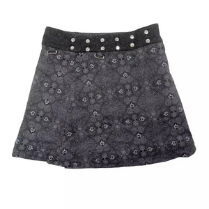 Wenderock, Winterrock in der A-Linie, Wolle und Baumwolle in Schwarz