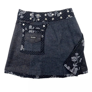 Winterrock Wenderock Wollrock Tweed in Dunkelblau
