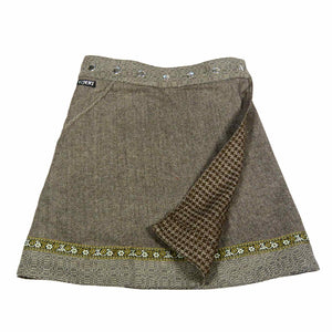 Nijens Winterrock Wickelrock in leichter A-Form aus Wolle in Braun