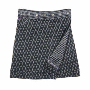 Wickelrock Damen Sommerrock in leichter A-Form aus Baumwolle in Charcoal-Schwarz 2