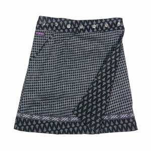 Wickelrock Damen Sommerrock in leichter A-Form aus Baumwolle in Charcoal-Schwarz